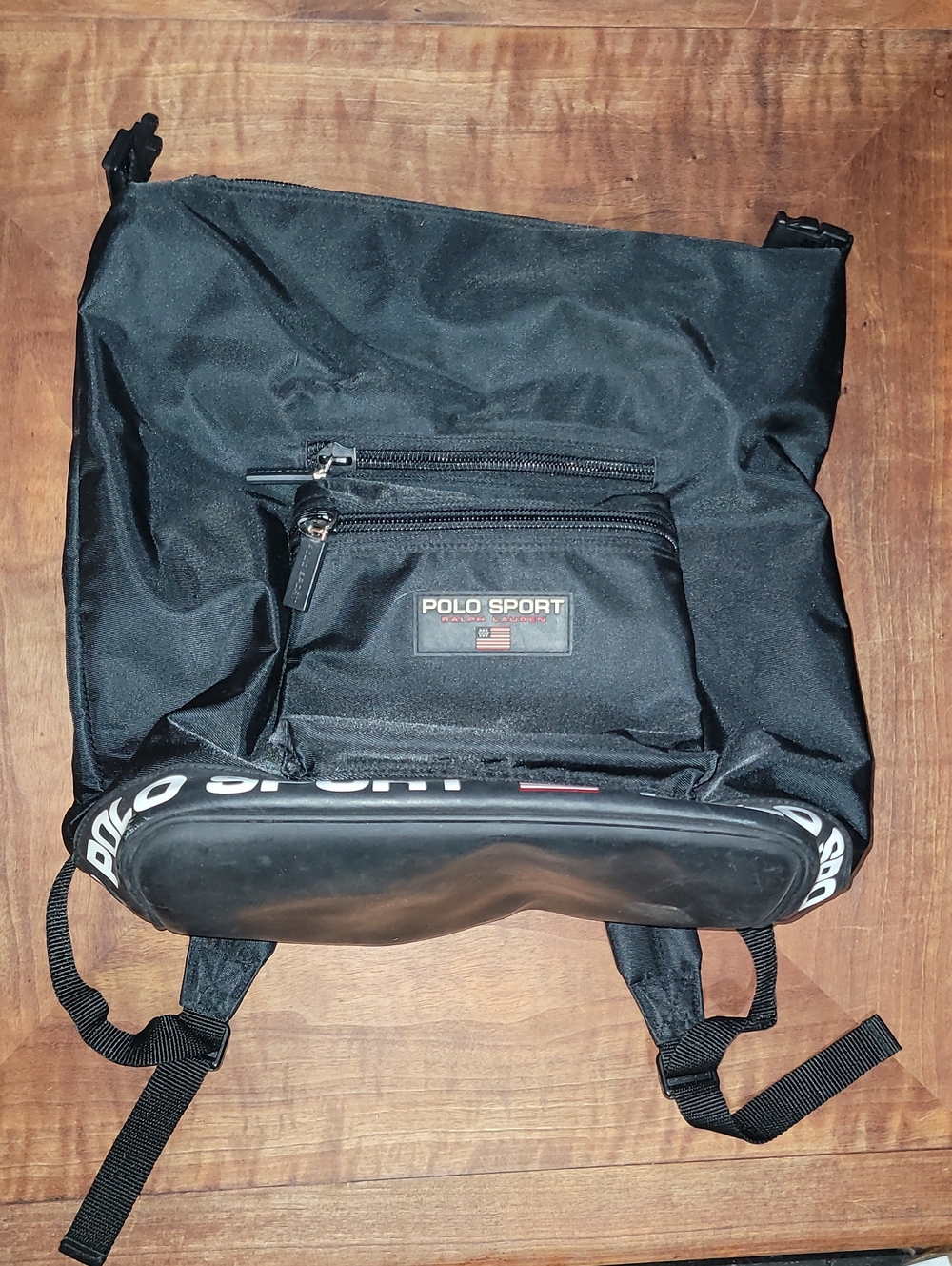 Vintage. 90s Polo by Ralph Lauren Black Polo Sport Backpack.